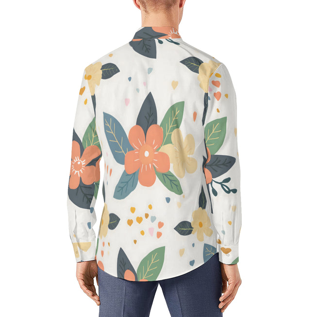 Firefly Floral Seamless Pattern Men's Classic Long-Sleeved Shirt