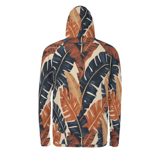 Tropical Leaves Pattern Men's Sun Protection Long Sleeve Hoodie