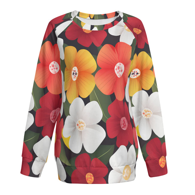 Floral Pattern Women's Raglan Long Sleeved Sweatshirt