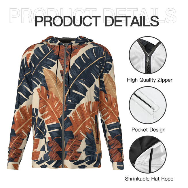 Tropical Leaves Pattern Adult Hoodie