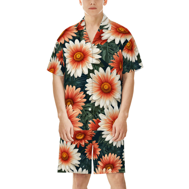 Daisy pattern Men's Shirt And Short Set