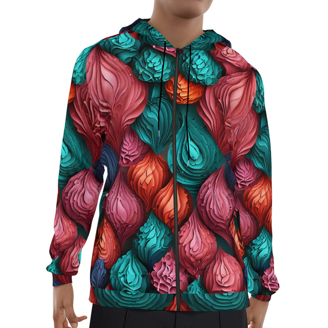 Abstract Seamless Pattern Men's Zip Up Hoodie