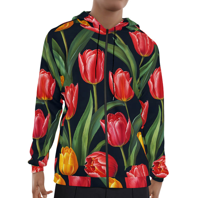 Tulip Pattern Zip Up Hoodie