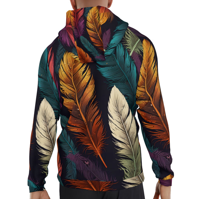 Elegant Feathers Men's Zip Up Hoodie