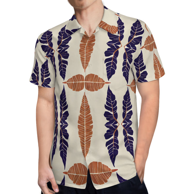 Tropical Leaf Men's Casual Short-Sleeved Shirt