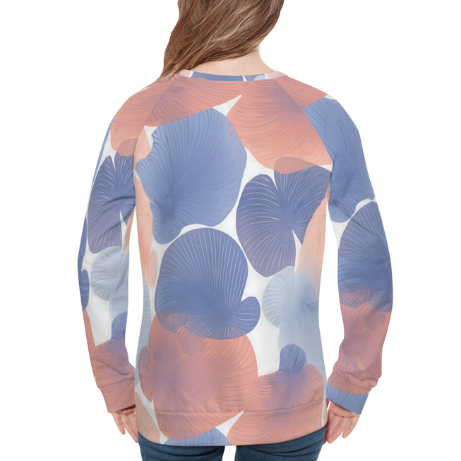 Floral Shapes Pattern Women's Raglan Long Sleeved Sweatshirt