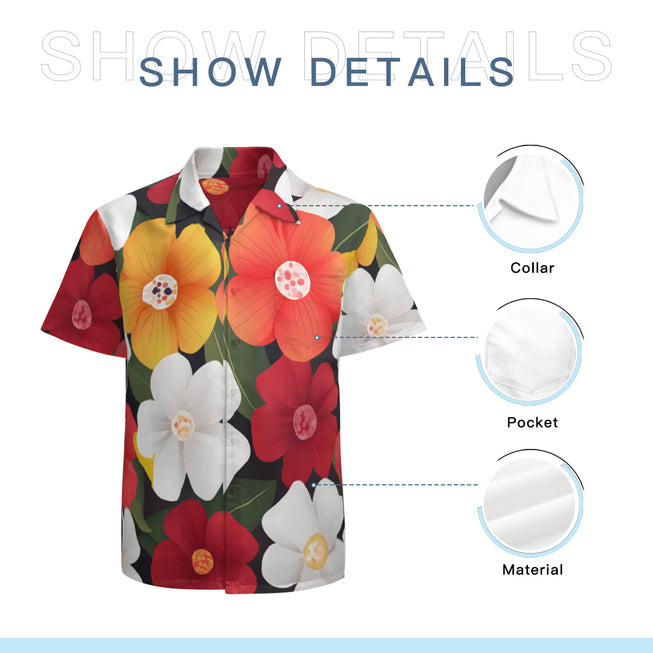 Floral Pattern Men's Casual Short-Sleeved Shirt