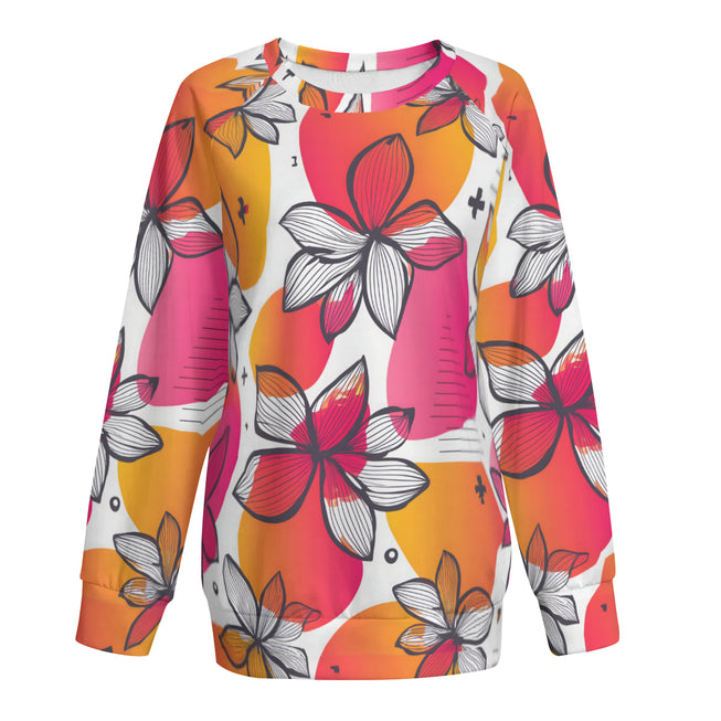 Floral Shapes Women's Raglan Long Sleeved Sweatshirt