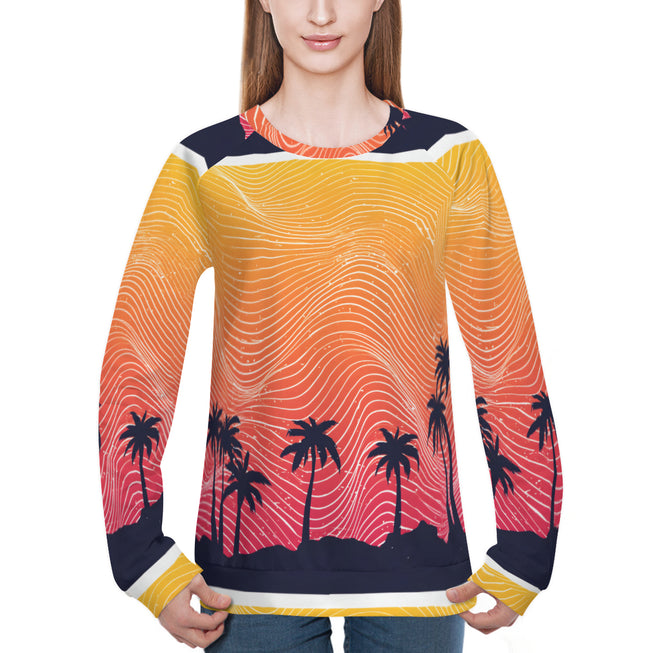 Sunset Pattern Women's Raglan Long Sleeved Sweatshirt