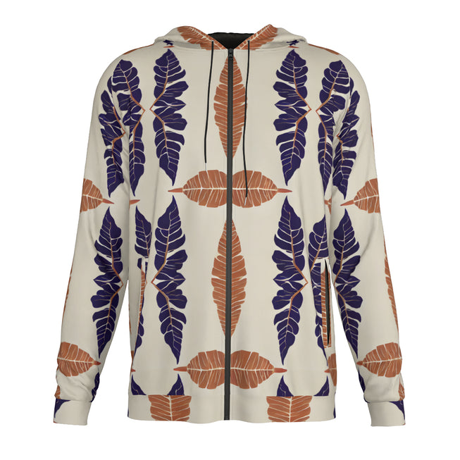 Tropical Leaf Zip Up Hoodie