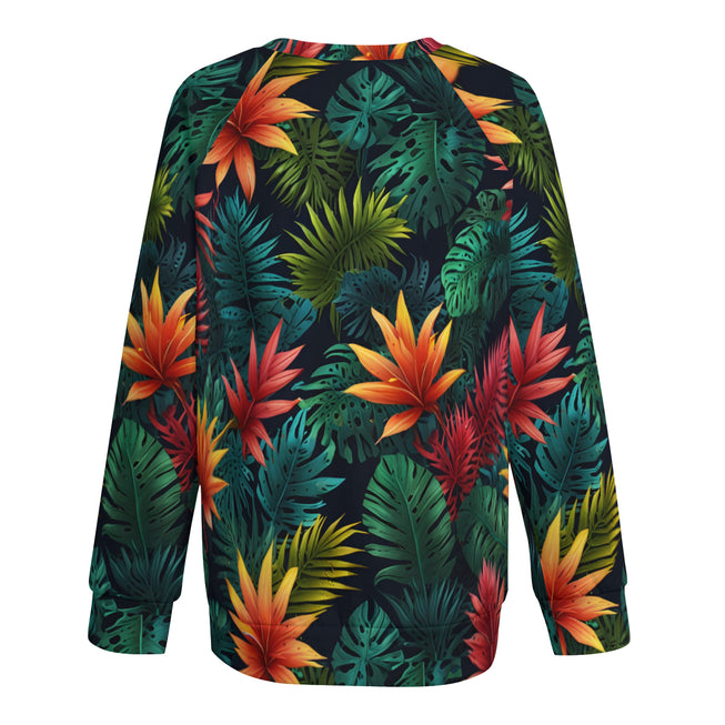 Tropical Pattern Women's Raglan Long Sleeved Sweatshirt