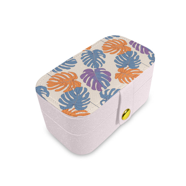 Bold Tropical Leaf Pattern Personalized Portable Jewelry Box