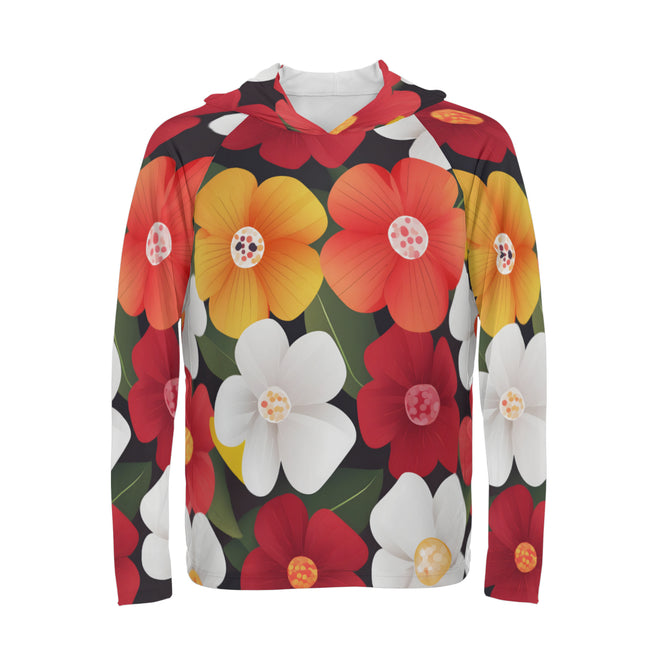 Floral Pattern Men's Sun Protection Long Sleeve Hoodie