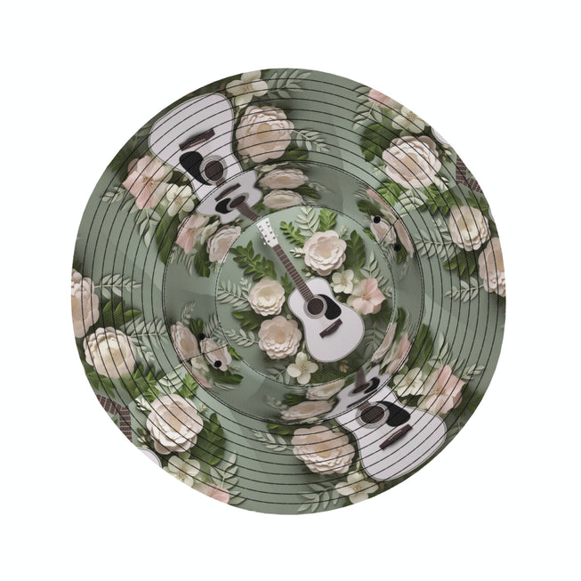 Floral Guitar Double-Sided Unisex Polyester Bucket Hat