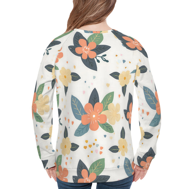 Firefly Floral Seamless Pattern  Women's Raglan Long Sleeved Sweatshirt