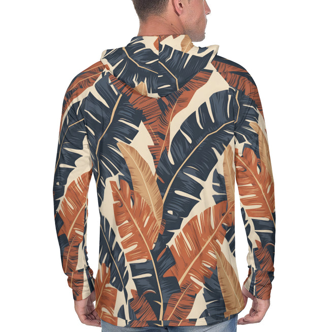 Tropical Leaves Pattern Men's Sun Protection Long Sleeve Hoodie