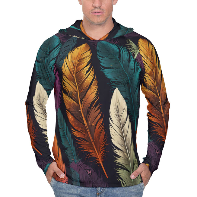 Elegant Feathers Men's Sun Protection Long Sleeve Hoodie