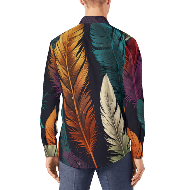 Elegant Feathers Men's Classic Long-Sleeved Shirt