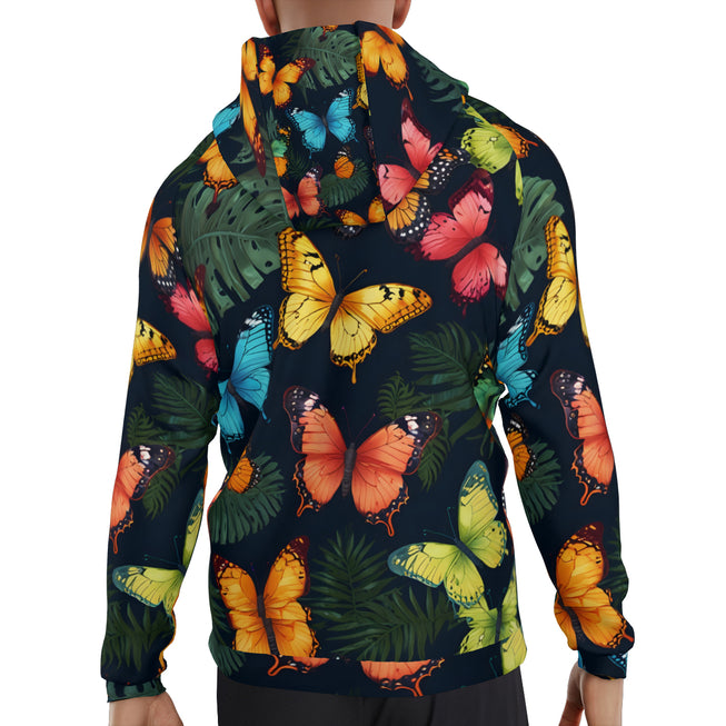 Tropical Butterfly Zip Up Hoodie