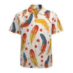 Vibrant Feathers Men's Casual Short-Sleeved Shirt