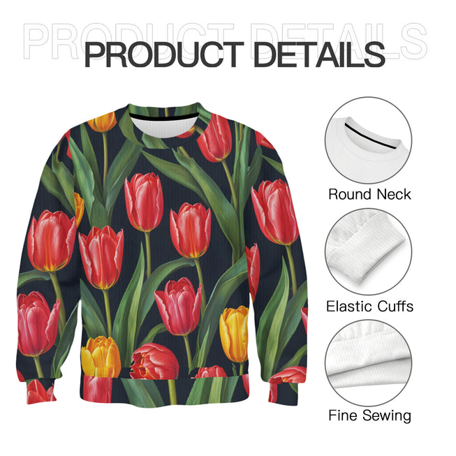 Tulip Pattern Crew Neck Sweater