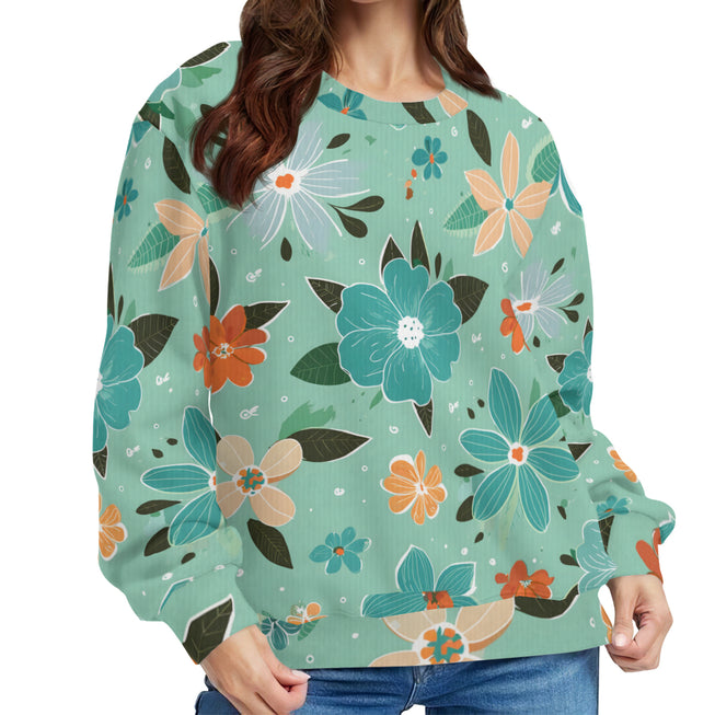 Floral Seamless Pattern Crew Neck Sweater