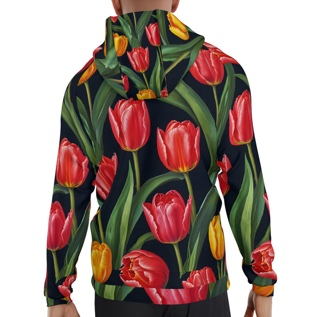 Tulip Pattern Zip Up Hoodie