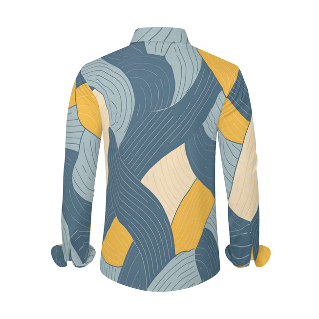 Abstract Orange And Blue Men's Classic Long-Sleeved Shirt