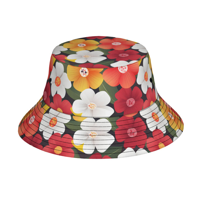 Floral Pattern Double-Sided Unisex Polyester Bucket Hut