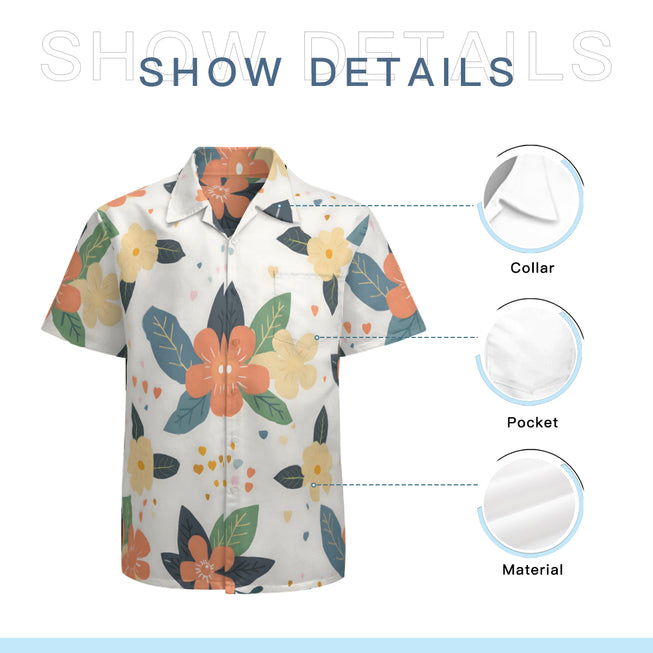 Firefly Floral Seamless Men's Casual Short-Sleeved Shirt