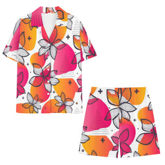 Floral Shapes Men's Shirt And Short Set