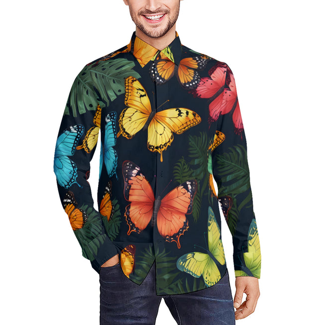 Tropical Butterfly Men's Classic Long-Sleeved Shirt