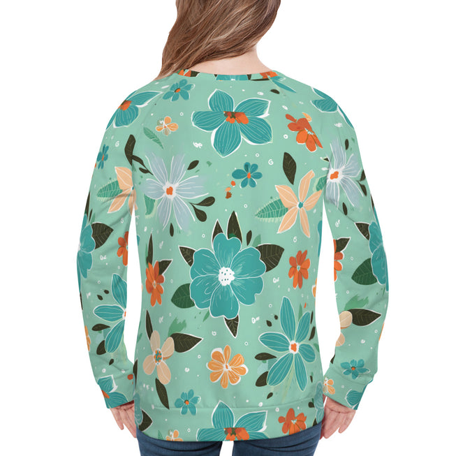 Floral Seamless Pattern Women's Raglan Long Sleeved Sweatshirt