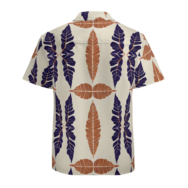 Tropical Leaf Men's Casual Short-Sleeved Shirt