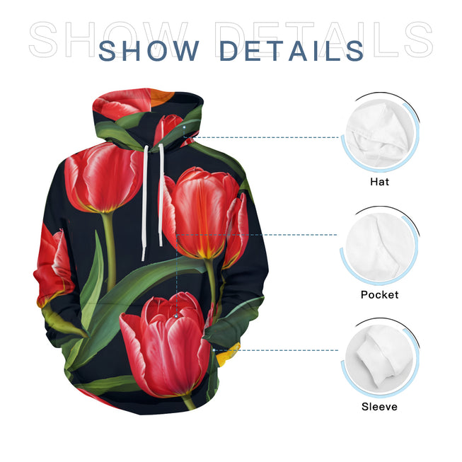 Tulip Pattern Men's Adult Hoodie Set