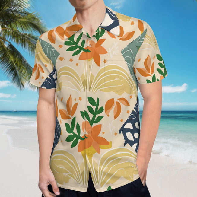 Abstract Inspired Pattern Men's Casual Short-Sleeved Shirt.