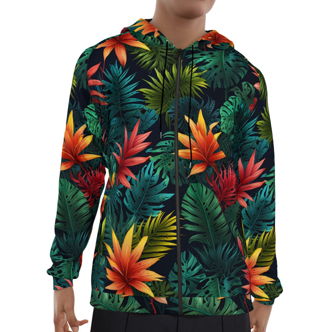 Tropical Pattern Men's Zip Up Hoodie