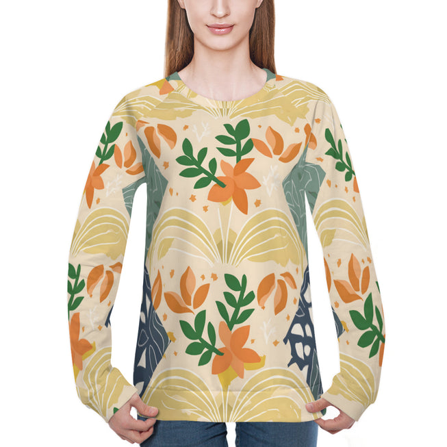 Abstract Inspired Pattern Women's Raglan Long Sleeved Sweatshirt