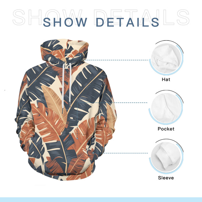 Tropical Leaves Pattern Adult Hoodie