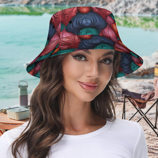 Abstract Seamless Pattern Double-Sided Unisex Polyester Bucket Hat