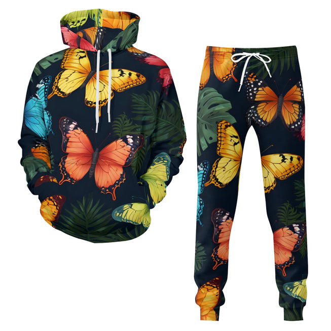 Tropical Butterfly Men's Adult Hoodie Set