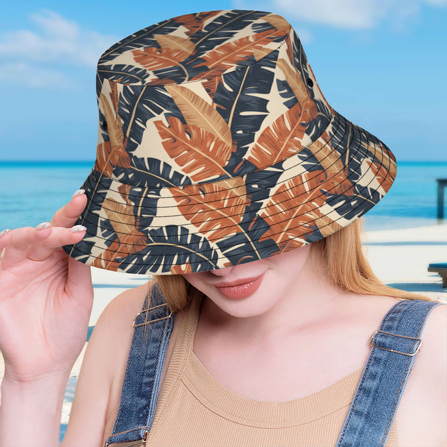 Tropical Leaves Double-Sided Unisex Polyester Bucket Hat