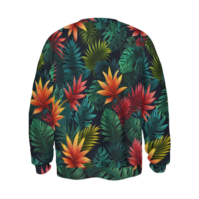 Tropical Pattern Crew Neck Sweater