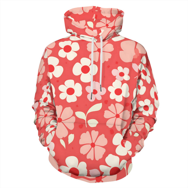 Red Floral Adult Hoodie