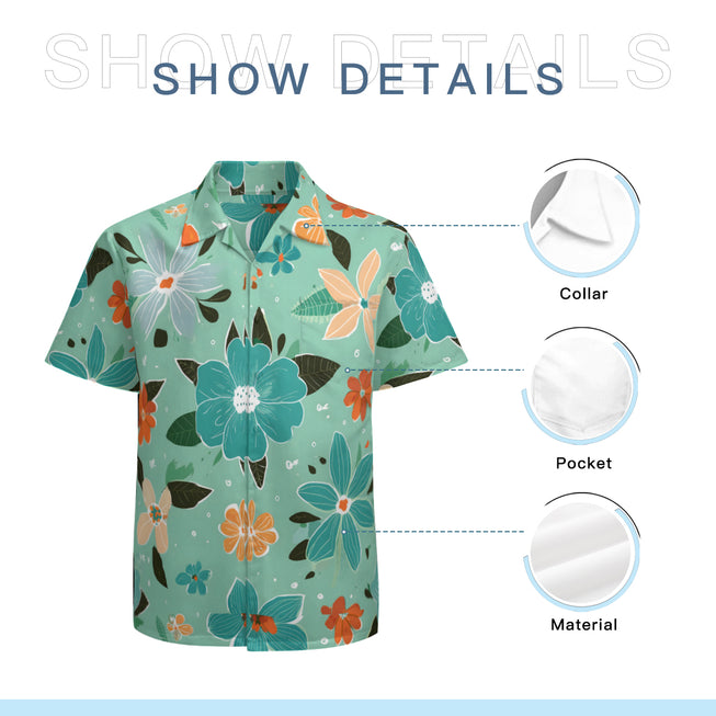 Floral Seamless Pattern Men's Casual Short-Sleeved Shirt