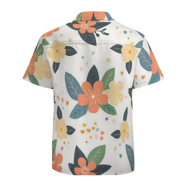 Firefly Floral Seamless Men's Casual Short-Sleeved Shirt