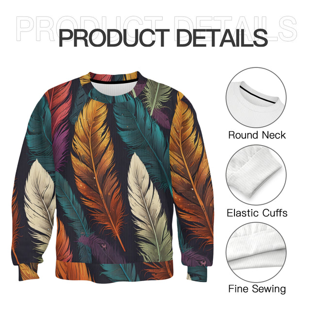 Elegant Feathers Crew Neck Sweater