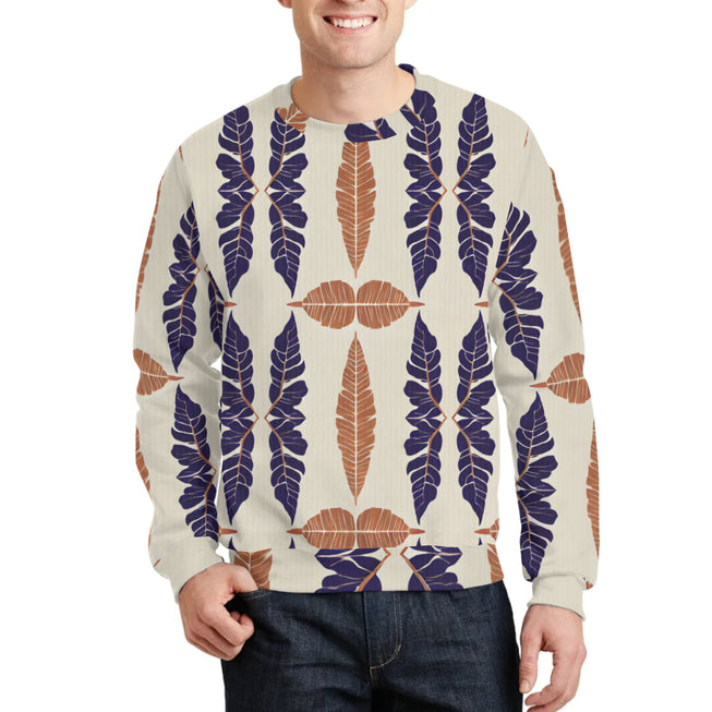 Tropical Leaf Crew Neck Sweater