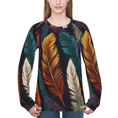 Elegant Feathers Women's Raglan Long Sleeved Sweatshirt