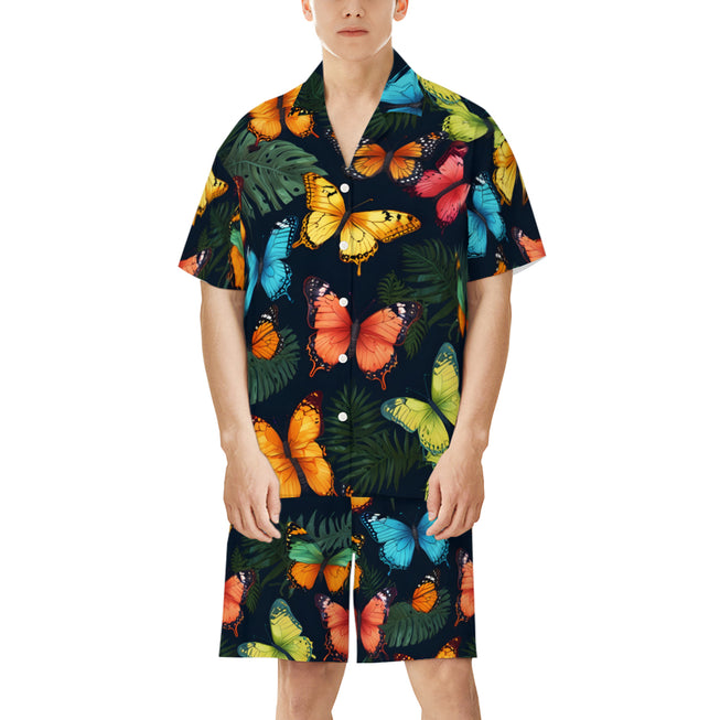 Tropical Butterfly Men's Shirt And Short Set